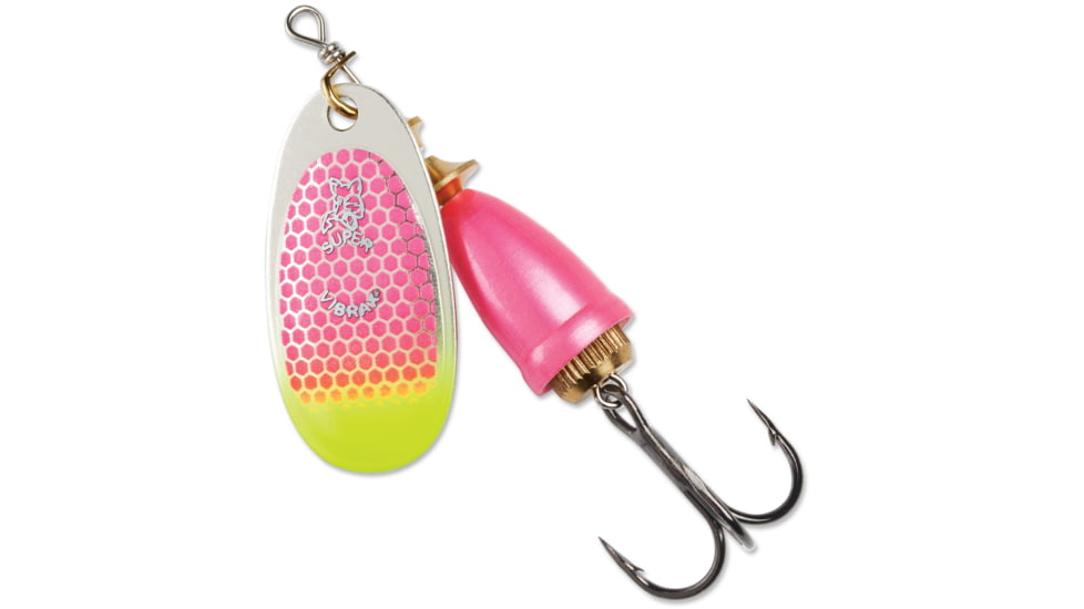 Blue Fox Classic Vibrax 02, Sinking, 2-11/25in, 3/16oz, Pink Scale/ Chartreuse Tip UV, 60-20-314IC