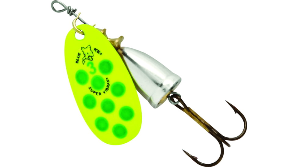 Blue Fox Classic Vibrax Spinner, 1/4 oz, Fluorescent Yellow/Fluorescent Green/Silver UV, 60-30-327IC