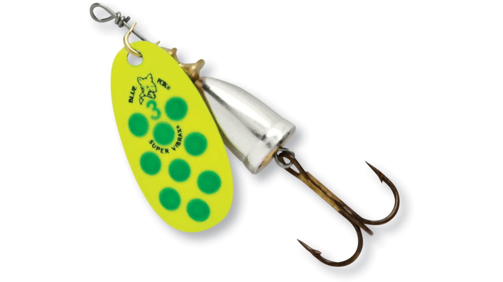 Blue Fox Classic Vibrax Spinner, 7/16 oz, Fluorescent Yellow/Fluorescent Green/Silver UV, 60-50-327IC