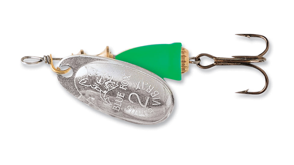 Blue Fox Classic Vibrax Spinner, 7/16 oz Silver/Fluorescent Green Painted, 60-50-114IC