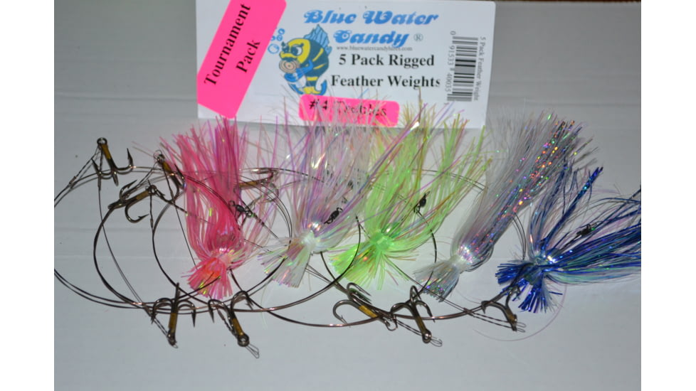 Blue Water Candy King Rig Tourn Skirted w/Featherwrights Double #4 Treble, Assorted, 5/Pack, 40035