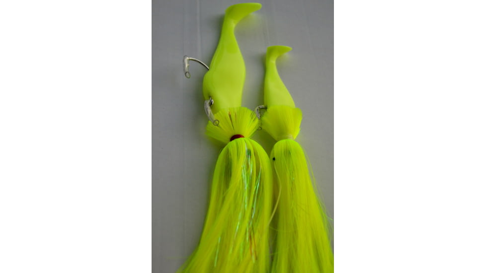 Blue Water Candy Loaded 3x2 Tandem Cobia Rig, 6in and 5in Shad, Chartreuse, 60424