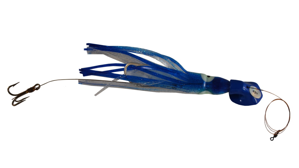 Blue Water Candy Wedgie Slow Troll Saltwater Lure, Blue/Silver Squid on Blue Head, 39056