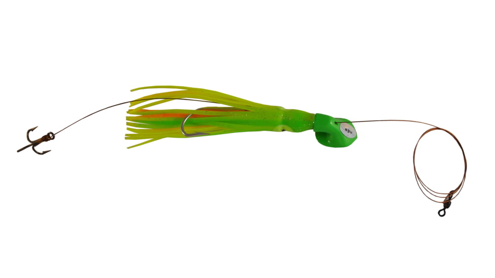 Blue Water Candy Wedgie Slow Troll Saltwater Lure, Green/Char Squid on Green Head, 39052