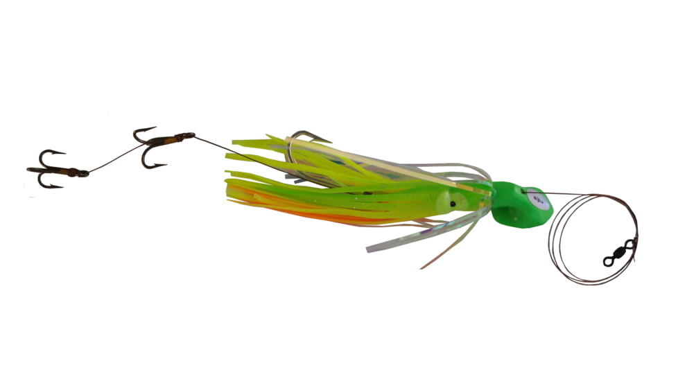 Blue Water Candy Wedgie Slow Troll Saltwater Lure, Supreme Green/Char Squid &amp; Mylar on Green Head, 39901