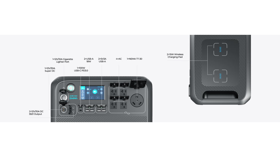 BLUETTI AC200MAX Expandable Power Station, 2,200W 2,048Wh, Gray, AC200MAX-US-GY-BL-00