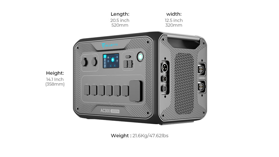BLUETTI AC300 Inverter Module Generator, Gray, AC300-US-GY-BL-00