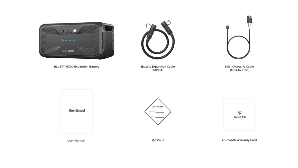 BLUETTI B300 Expansion Battery, 3072Wh, Gray, B300-US-GY-BL-00