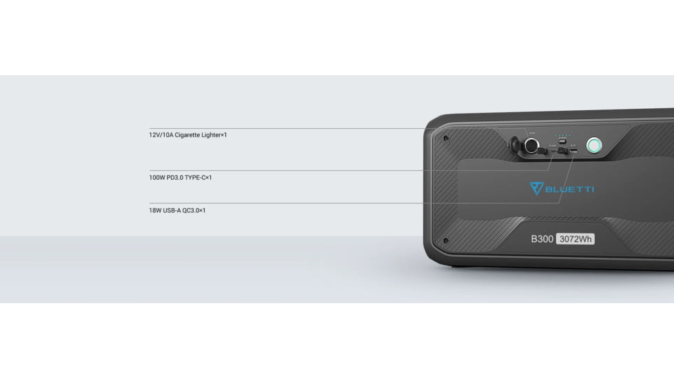 BLUETTI B300 Expansion Battery, 3072Wh, Gray, B300-US-GY-BL-00