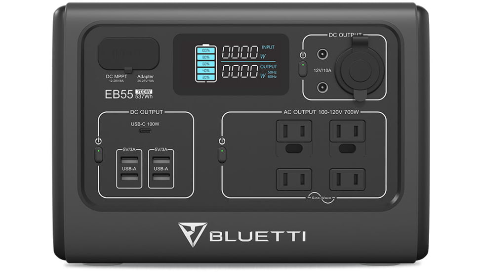 BLUETTI EB55 Portable Power Station, 700W 537Wh, Gray, EB55-US-GY-BL-00