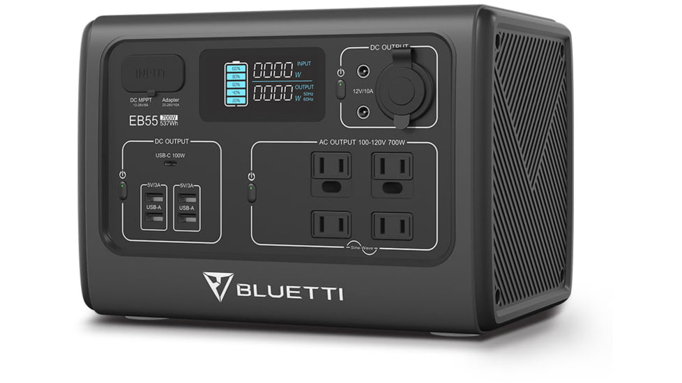 BLUETTI EB55 Portable Power Station, 700W 537Wh, Gray, EB55-US-GY-BL-00