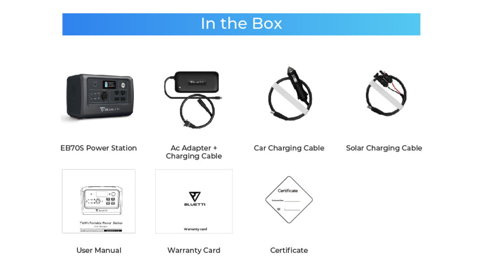 BLUETTI EB70S Portable Power Station, 800W 716Wh, Gray, EB70S-US-GY-BL-00