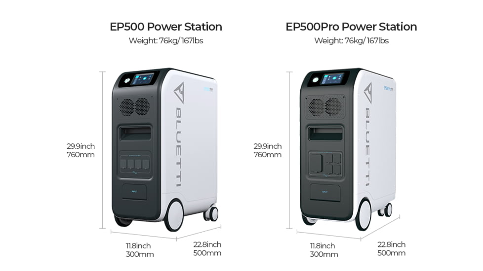 BLUETTI EP500Pro Solar Power Station, 2,000W/3,000W 5,100Wh, White, EP500P-US-WH-BL-00