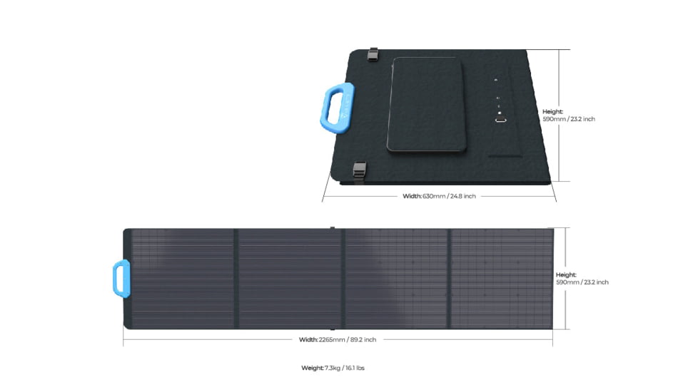 BLUETTI PV200 Solar Panel, 200W, Black, PV200-US-BK-BL-00