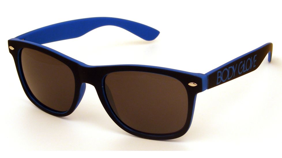 Body Glove BG 17 Sunglasses, Black Rubberized with Neon Blue Frame, BLU Polarized Lens, Polarized, 10224582.QTM