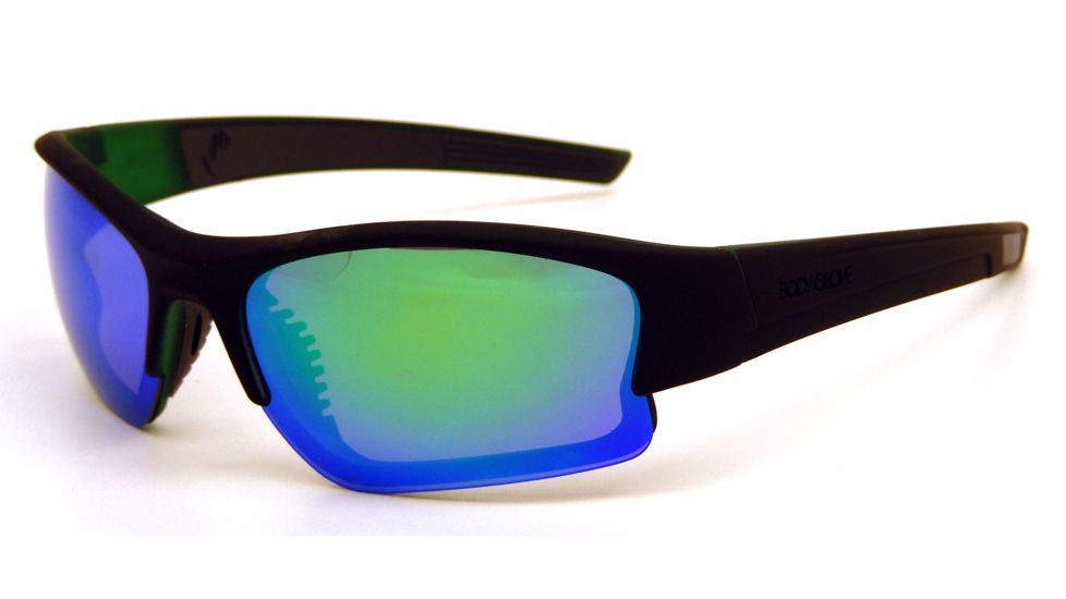 Body Glove Vapor 17 Sunglasses, Black Frame, Smoke Polarized with Green Mirror Flash Lens, Polarized, 10218618.QTM