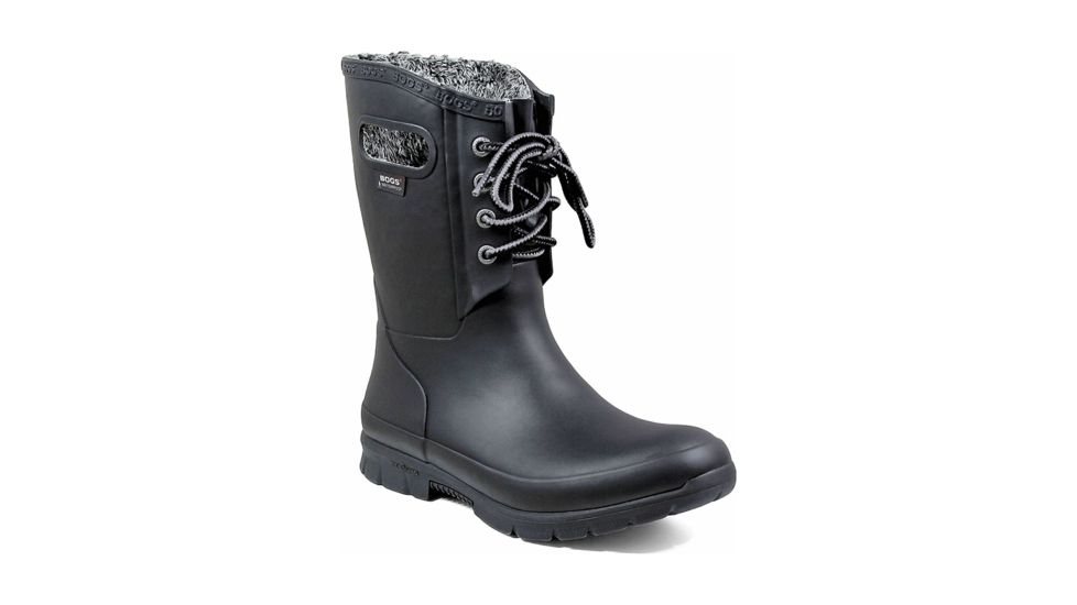 Bogs Amanda Plush Lace - Womens, Black, Medium, 6, 72103-001-M- 6