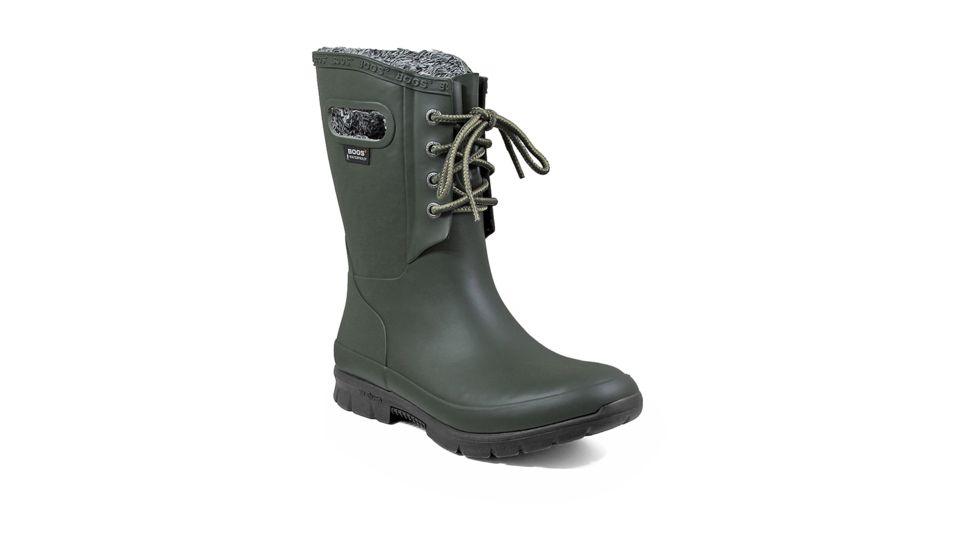 Bogs Amanda Plush Lace - Womens, Dark Green, Medium, 11, 72103-301-M-11