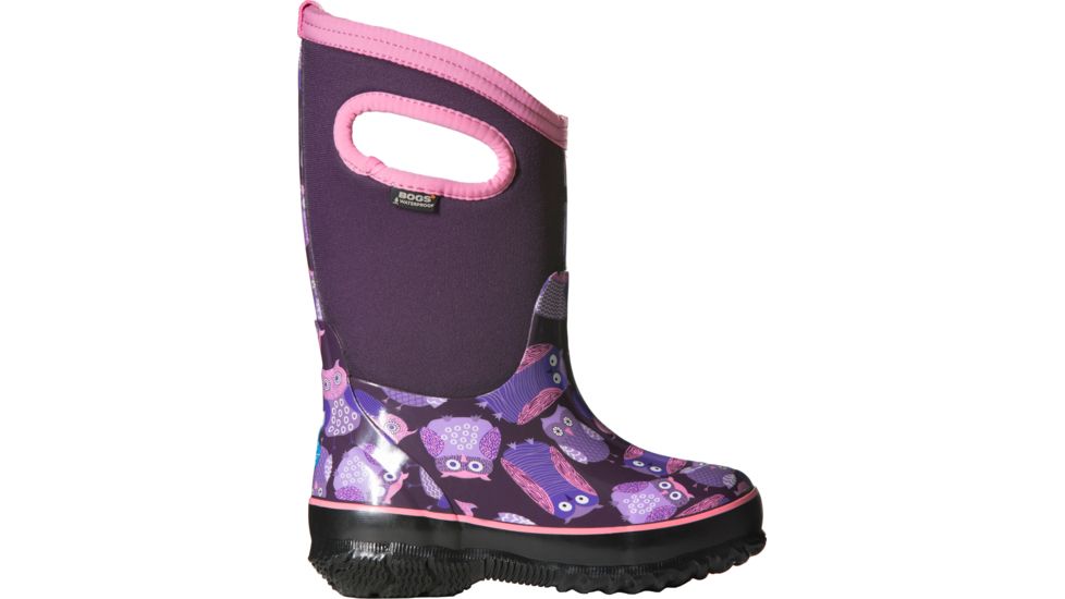 Bogs Classic Owl Rubber Boot - Kid's-Purple-9 Kid