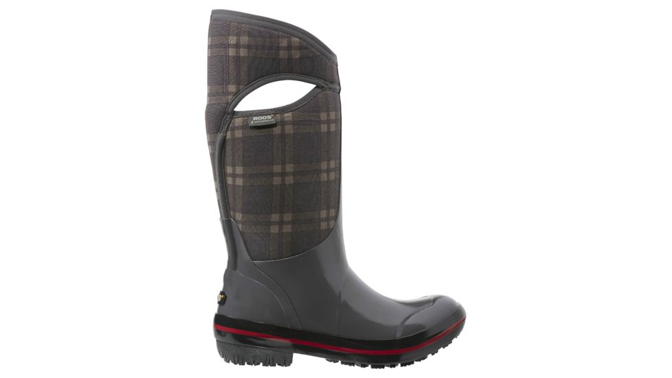 Bogs Plimsoll Plaid Tall Rubber Boot - Womens-Dark Grey-Medium-11 US
