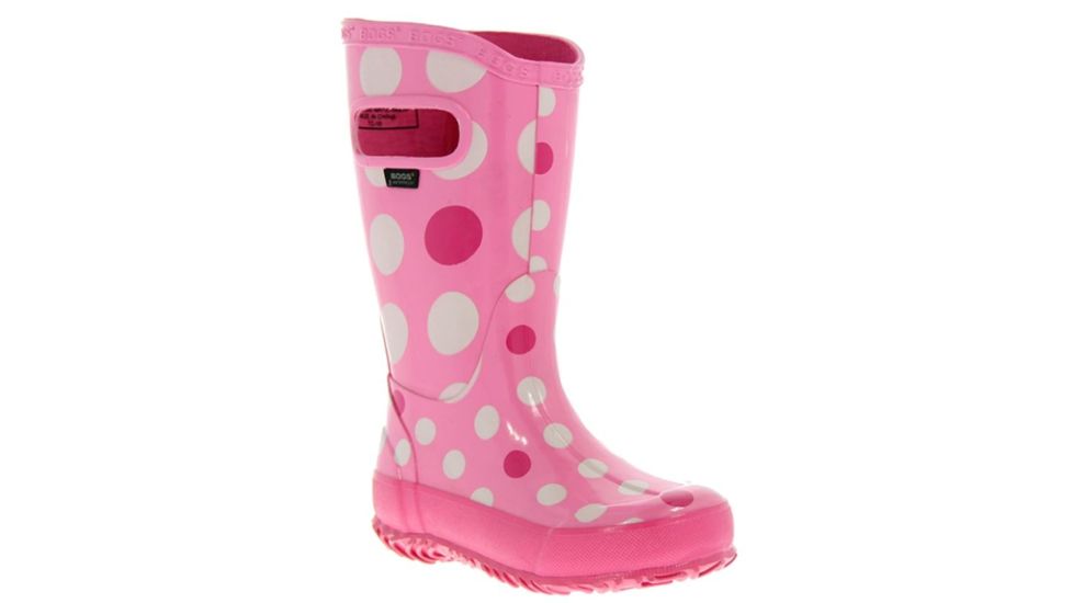 Bogs Rain Dots Boot,Pink Multi,Size 4 71452-690-4