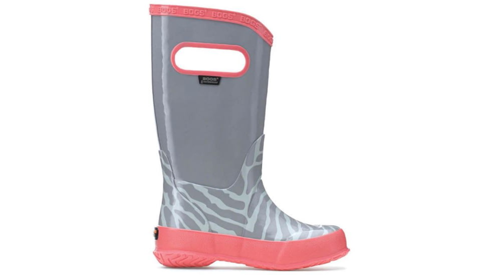 Bogs Rain Zebra Boot,Light Gray Multi,Size 4 71740-066-4