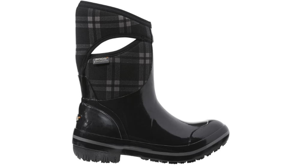Bogs Womens Plimsoll Plaid Mid Boot,Black,Size 6 71786-001-6