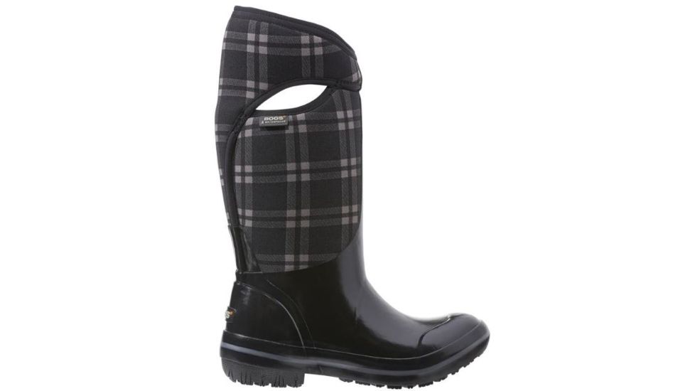 Bogs Plimsoll Plaid Tall Rubber Boot - Womens-Black-Medium-7 US