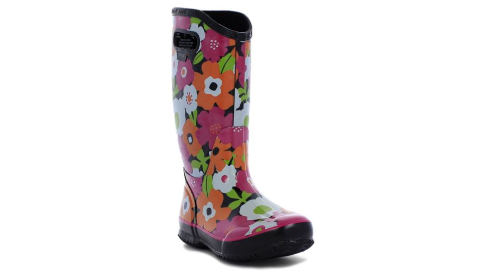 Bogs Womens Spring Flowers Rain Boot,Black Multi,Size 9 71897-009-9