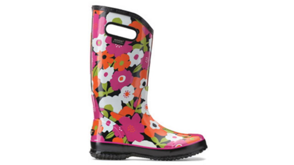 Bogs Womens Spring Flowers Rain Boot,Black Multi,Size 9 71897-009-9