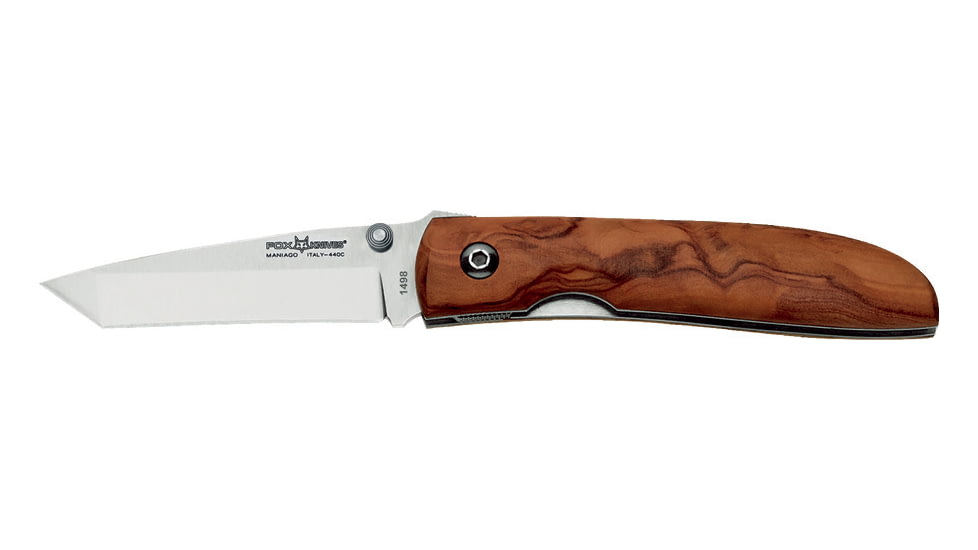 Boker 1498 Fox Voyager Tanto Olivo Folding Knife, 3.12in, 440C, Olive Wood, 1498
