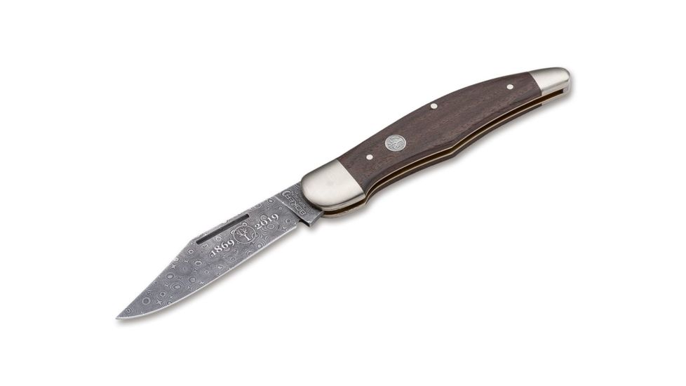 Boker 20-20 Anniversary 150 Damascus Folding Knife, 3.7in, Chestnut Wood, Brown, 115014DAM