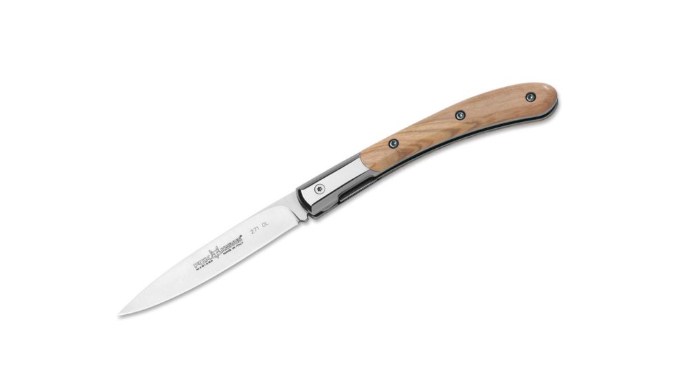 Boker 271Ol Fox Elite Fixed Blade Knife, 3in, N690, Olive Wood, Uncoated, Brown, 271OL