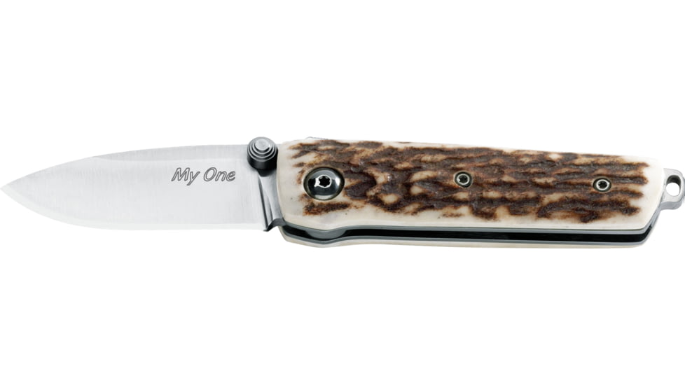 Boker 279Ce Fox My One Stag Fixed Blade Knife, 2in, N690, Stag, Brown, 279CE