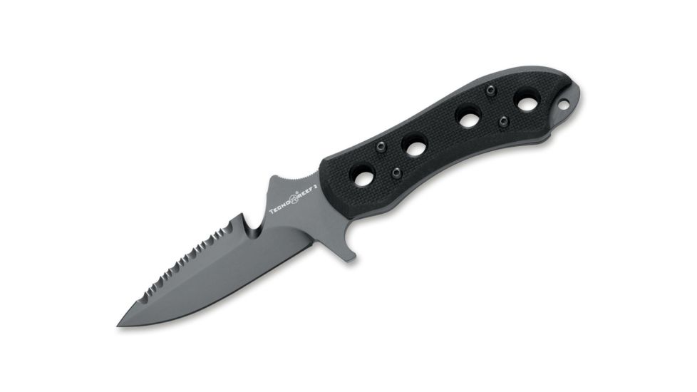 Boker 468G10/2 Progetti Tecnoreef 2 Fixed Blade Knife, 4.4in, N690, G10, Black, 468G10/2
