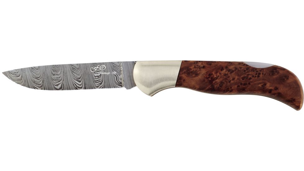 Boker 500D Fox Damascus M/Co Radica Fixed Blade Knife, 500D