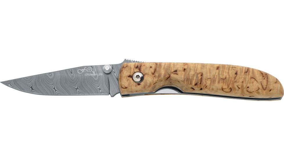 Boker Da Fox Voyager Damascus Folding Knife, 2.95in, Brown, 2499DA