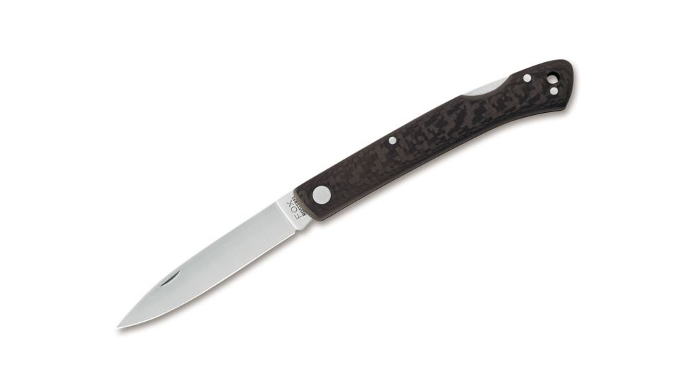 Boker Fox Folder Carbon Fiber Fixed Blade Knife, 3.3in, Carbon Steel, Uncoated, Black, 573CF
