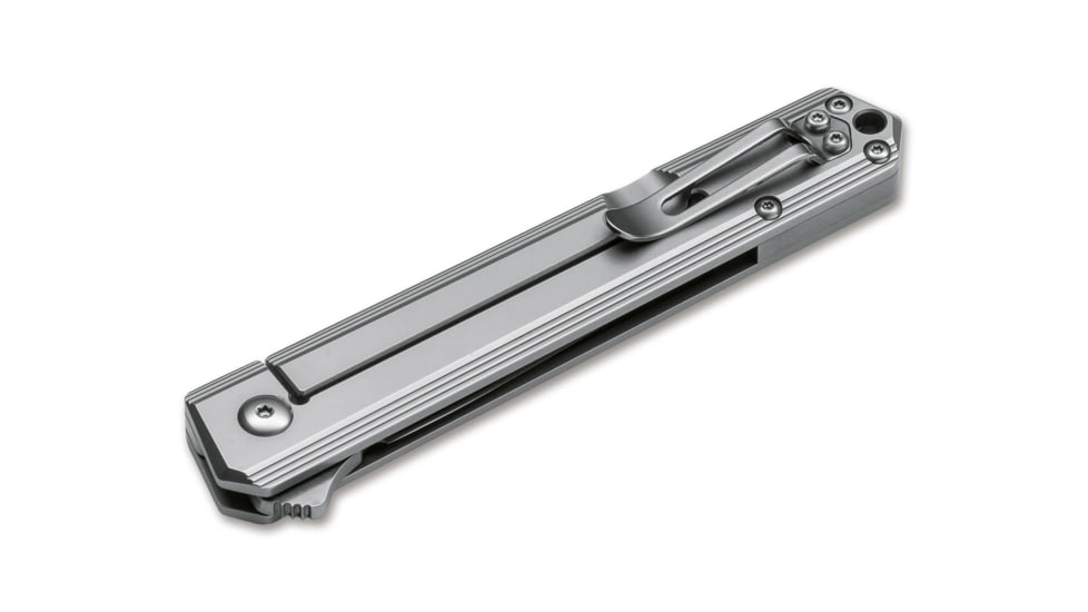 Boker Kwaiken Flipper Framelock Folding Knife, 3.5in, D2, Uncoated, Silver, 01BO269