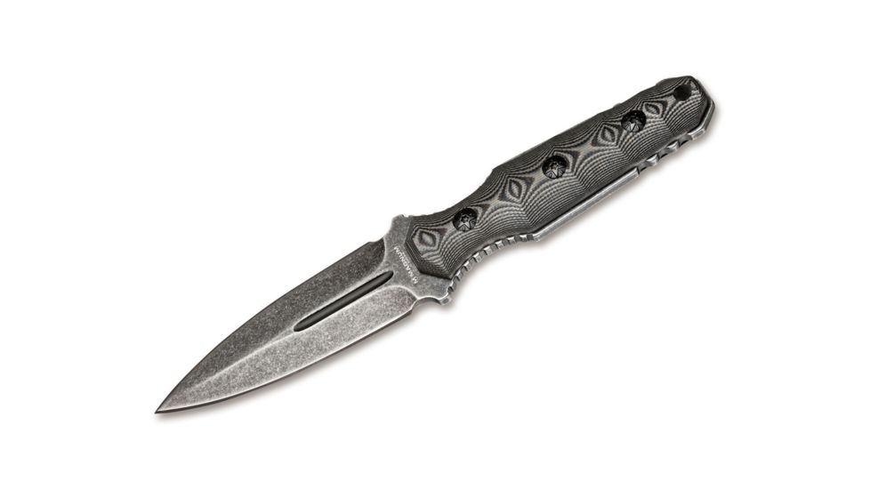 Boker Magnum Lil Grave Digger Fixed Blade Knife, 3.7in, 440A, Micarta, Grey, 02SC518
