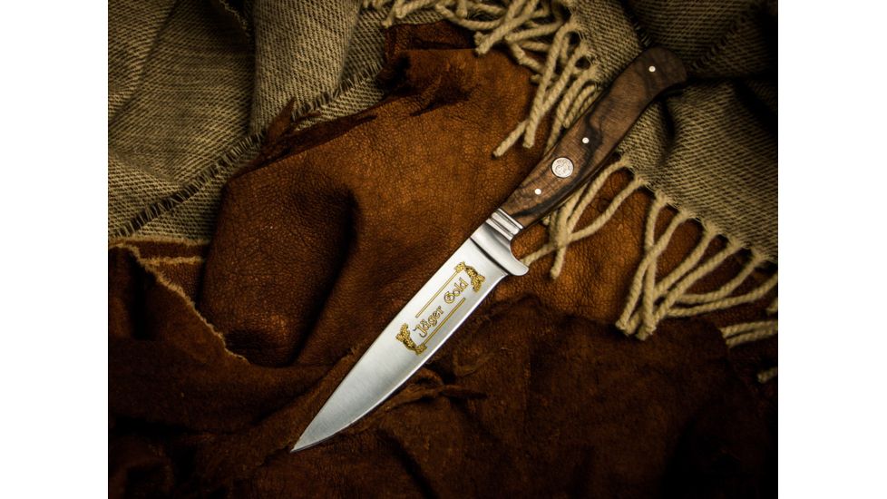 Boker Nicker 11 Jager Gold Fixed Blade Knife 4.3in, 4116, Walnut Wood, Brown, 121534