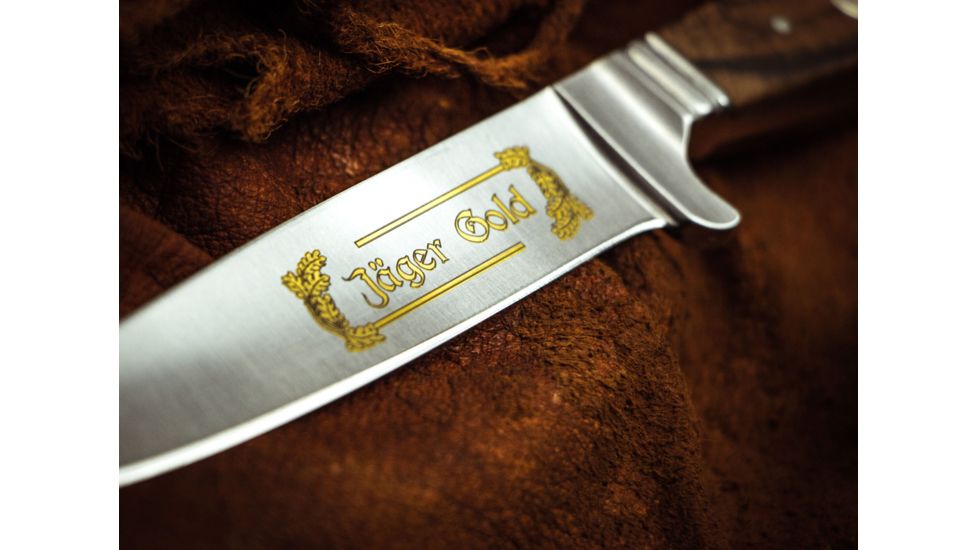 Boker Nicker 11 Jager Gold Fixed Blade Knife 4.3in, 4116, Walnut Wood, Brown, 121534