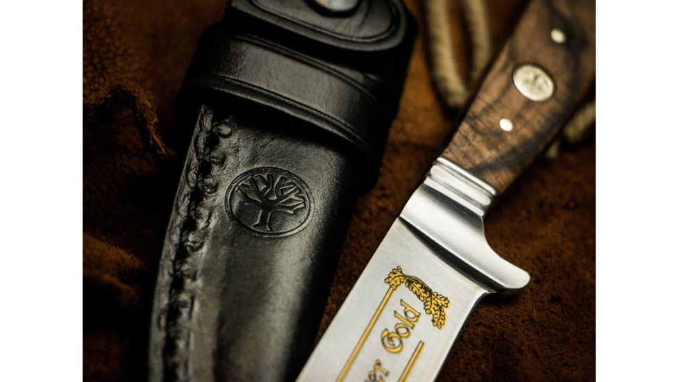 Boker Nicker 11 Jager Gold Fixed Blade Knife 4.3in, 4116, Walnut Wood, Brown, 121534