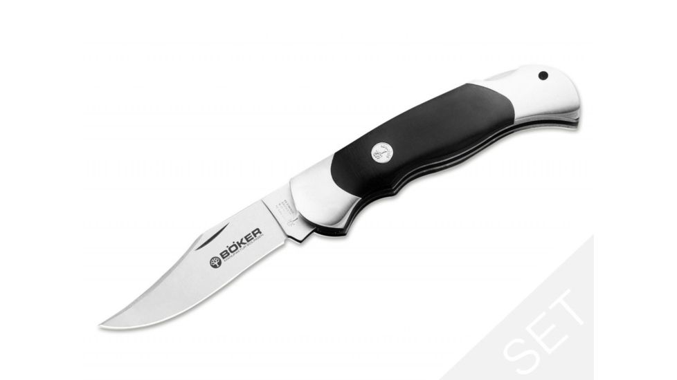 Boker Optima Set Ii Folding Blade Knife, 3.5in, 4034, Uncoated, Black, 113109