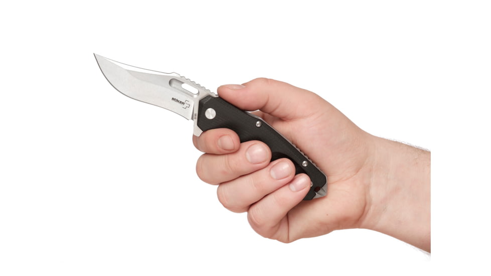 Boker Plus Defender Folding Knife, 3.2in, D2, G10, Uncoated, Black, 01BO763