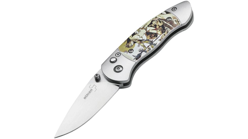 Boker Plus Gordito Frazetta Folding Knife, 2.4in, 440C, Aluminum, Uncoated, Multicolored, 01BO650