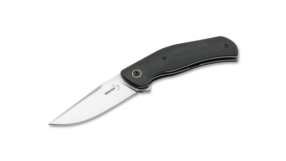 Boker Plus Roundhouse Folding Knife, 3.7in, Carbon Fibre, Uncoated, Black, 01BO617
