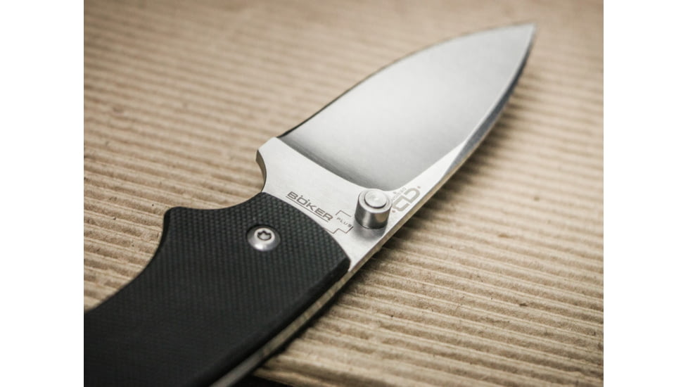 Boker Plus Xs Drop Slip Joint Satin Folding Knife, 3.1in, 440C, G10, Uncoated, Black, 01BO533