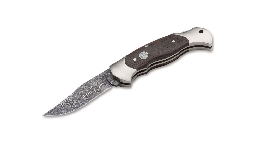 Boker Scout Anniversary 150 Damascus Folding Knife, 3in, Chestnut Wood, Brown, 115120DAM