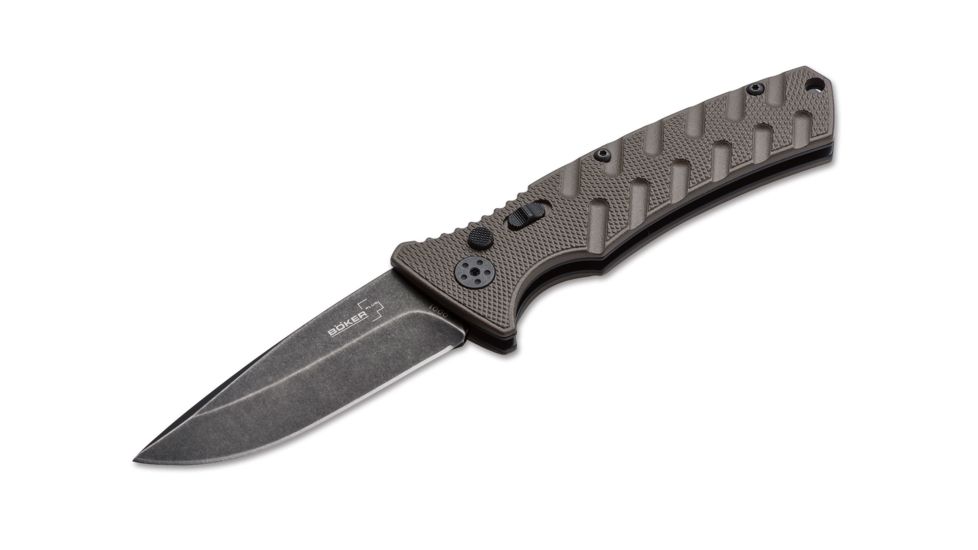 Boker Strike Coyote Spearpoint Folding Knife, 3.3in, AUS-8, Aluminum, Khaki, 01BO424N